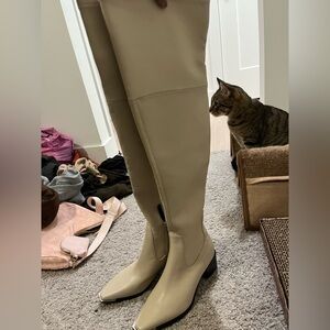 Marc Fisher Beige Over the Knee Boots